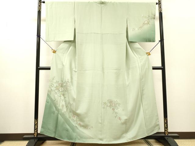 平和屋着物▼中国三大刺繍　スワトウ刺繍　汕頭刺繍　相良刺繍　総刺繍　訪問着　地紙花文　暈し染　正絹　逸品　DABH7726fe
