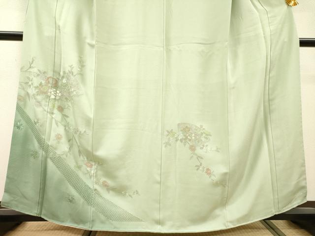 平和屋着物▼中国三大刺繍　スワトウ刺繍　汕頭刺繍　相良刺繍　総刺繍　訪問着　地紙花文　暈し染　正絹　逸品　DABH7726fe