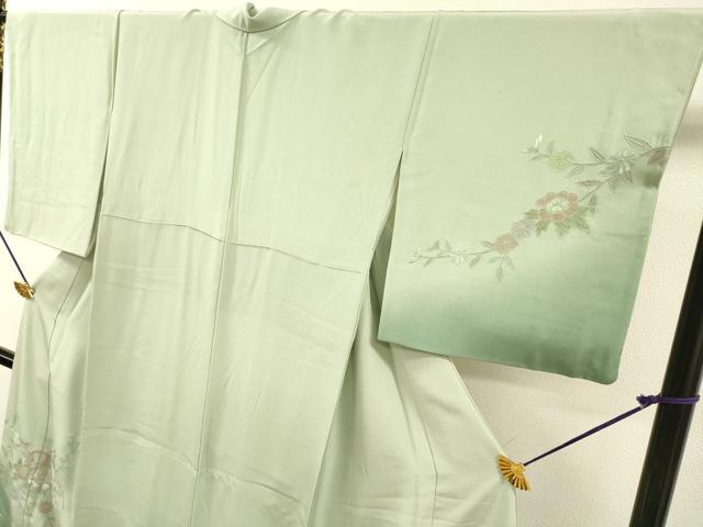 平和屋着物▼中国三大刺繍　スワトウ刺繍　汕頭刺繍　相良刺繍　総刺繍　訪問着　地紙花文　暈し染　正絹　逸品　DABH7726fe
