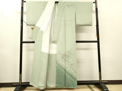 平和屋着物▼中国三大刺繍　スワトウ刺繍　汕頭刺繍　相良刺繍　総刺繍　訪問着　地紙花文　暈し染　正絹　逸品　DABH7726fe