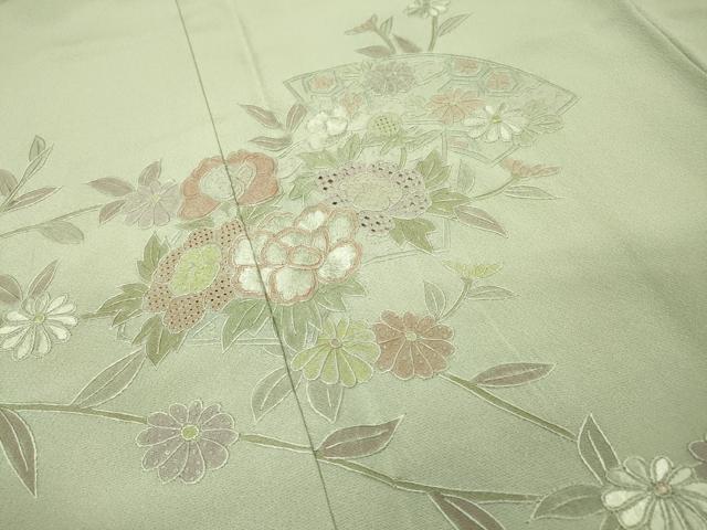 平和屋着物▼中国三大刺繍　スワトウ刺繍　汕頭刺繍　相良刺繍　総刺繍　訪問着　地紙花文　暈し染　正絹　逸品　DABH7726fe