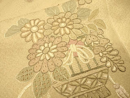 平和屋着物▼中国三大刺繍　スワトウ刺繍　汕頭刺繍　訪問着　飾花文　正絹　逸品　DABH7730fe