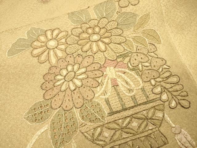 平和屋着物▼中国三大刺繍　スワトウ刺繍　汕頭刺繍　訪問着　飾花文　正絹　逸品　DABH7730fe
