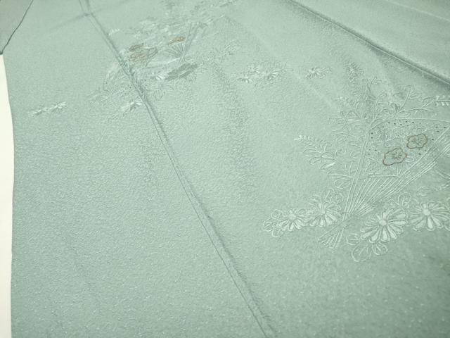 平和屋着物▼中国三大刺繍　スワトウ刺繍　汕頭刺繍　相良刺繍　総刺繍　訪問着　扇面花文　金糸　正絹　逸品　DABH7735fe