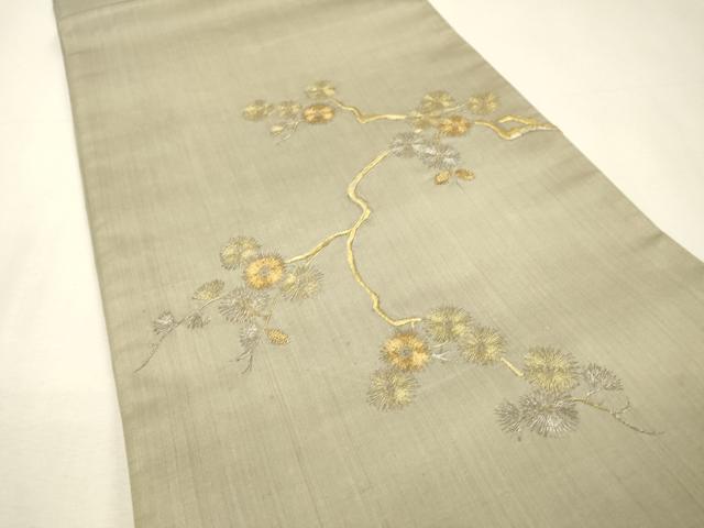 平和屋着物▼太鼓柄袋帯　総刺繍　枝花　金銀糸　正絹　逸品　DABH7752fe
