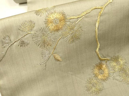 平和屋着物▼太鼓柄袋帯　総刺繍　枝花　金銀糸　正絹　逸品　DABH7752fe