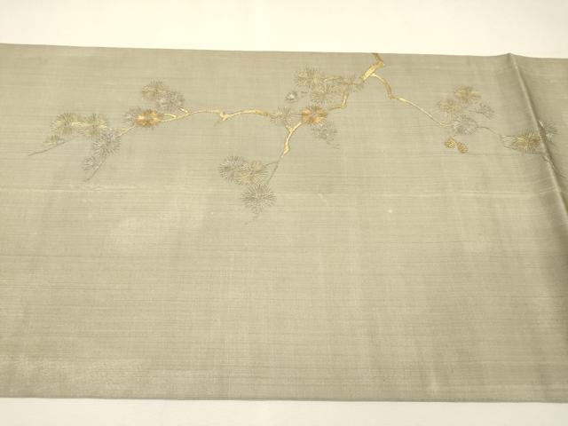 平和屋着物▼太鼓柄袋帯　総刺繍　枝花　金銀糸　正絹　逸品　DABH7752fe