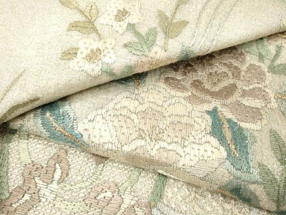 平和屋着物＊夏物　絽刺し　区限刺繍　総刺繍　太鼓柄袋帯　花丸文　金銀糸　正絹　逸品　DABH7760fe