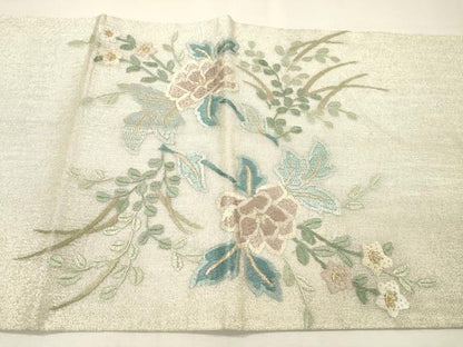 平和屋着物＊夏物　絽刺し　区限刺繍　総刺繍　太鼓柄袋帯　花丸文　金銀糸　正絹　逸品　DABH7760fe