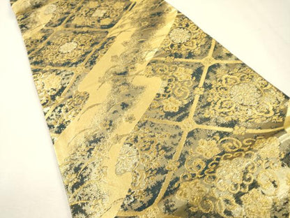 平和屋着物▼佐賀錦　六通柄袋帯　天井正倉院花文　金糸　正絹　逸品　DABH7784fe