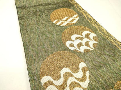 平和屋着物＊夏物　太鼓柄袋帯　丸文　金糸　正絹　逸品　未使用　DABH7796fe