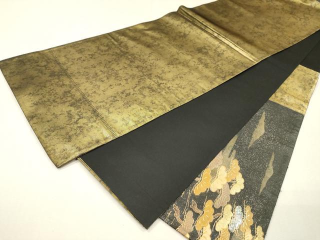 平和屋着物▼太鼓柄袋帯　螺鈿　流水松文　金彩　引箔　正絹　逸品　DABH7828fe