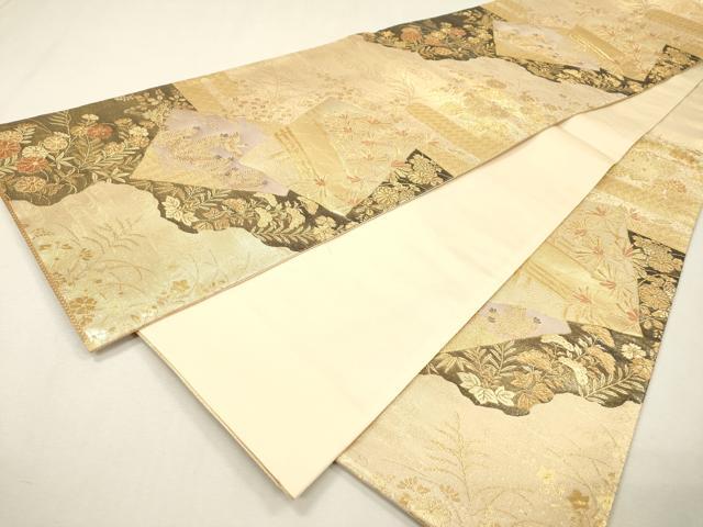 平和屋着物▼九百佐賀錦　六通柄袋帯　蒔絵　金糸　正絹　逸品　DABH7830fe