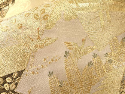 平和屋着物▼九百佐賀錦　六通柄袋帯　蒔絵　金糸　正絹　逸品　DABH7830fe