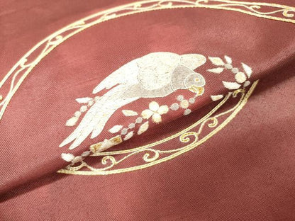 平和屋着物▼太鼓柄袋帯　総刺繍　飛鳥花丸文　金糸　正絹　逸品　DABH7834fe
