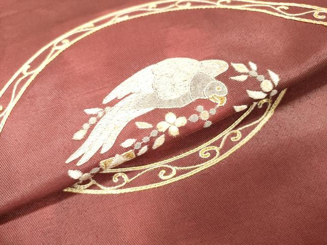 平和屋着物▼太鼓柄袋帯　総刺繍　飛鳥花丸文　金糸　正絹　逸品　DABH7834fe
