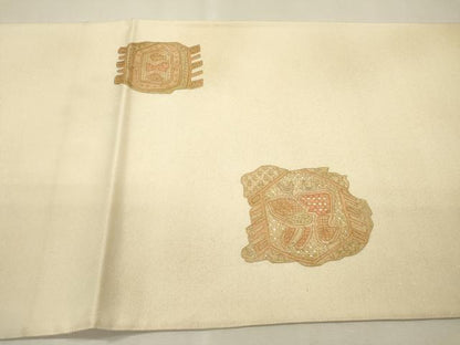 平和屋着物▼中国三大刺繍　スワトウ刺繍　汕頭刺繍　総刺繍　太鼓柄袋帯　花鳥文　金彩　正絹　逸品　未使用　DABH7847fe