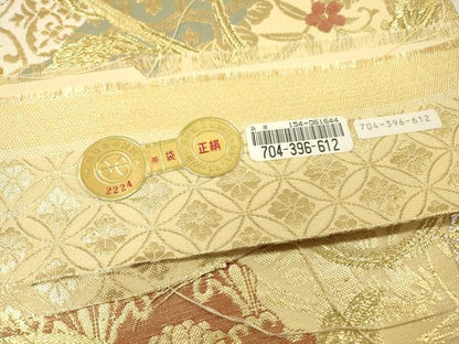 平和屋着物▼西陣　六通柄袋帯　桐花文　金銀糸　健勝苑扱い　証紙付き　正絹　逸品　DABH7852fe