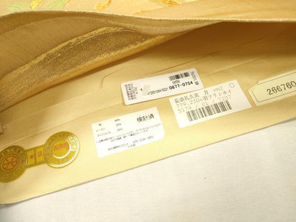 平和屋着物▼西陣　岡文織物謹製　六通柄袋帯　唐織　立涌花唐草文　金糸　証紙付き　逸品　未使用　DABH7861fe