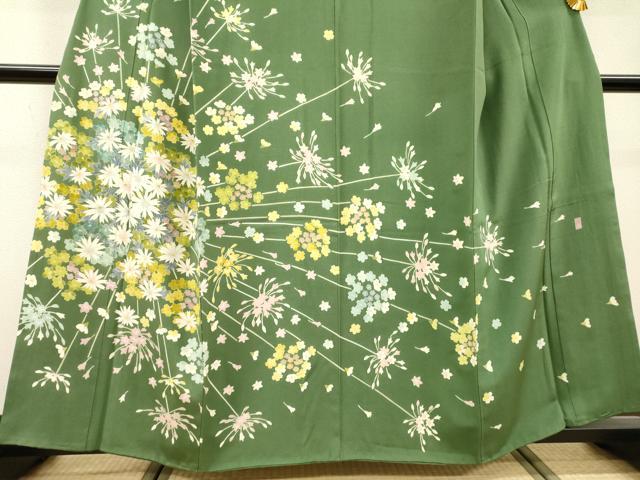 平和屋着物●十日町友禅作家　一梗　訪問着　草花　正絹　逸品　DABH7916fe
