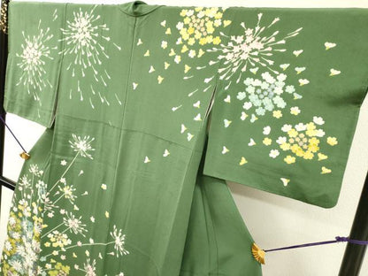 平和屋着物●十日町友禅作家　一梗　訪問着　草花　正絹　逸品　DABH7916fe