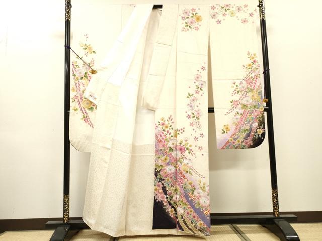 平和屋着物●豪華振袖　絞り　辻が花　暈し染　金彩　銀通し地　やまと誂製　正絹　逸品　DABH7918fe