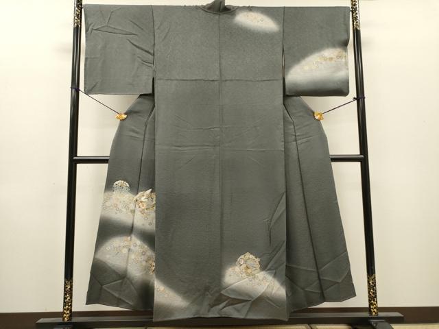 平和屋着物●訪問着　駒刺繍　宝尽くし飛鳥花丸文　暈し染　金彩　正絹　逸品　DABH7922fe