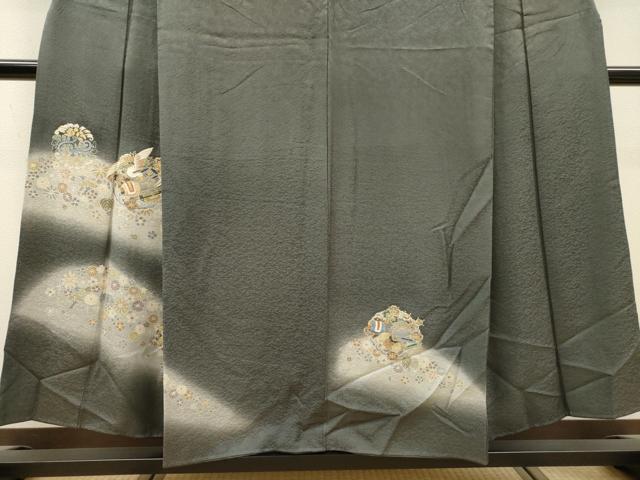 平和屋着物●訪問着　駒刺繍　宝尽くし飛鳥花丸文　暈し染　金彩　正絹　逸品　DABH7922fe
