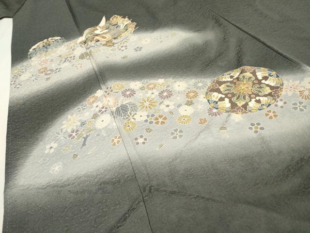 平和屋着物●訪問着　駒刺繍　宝尽くし飛鳥花丸文　暈し染　金彩　正絹　逸品　DABH7922fe