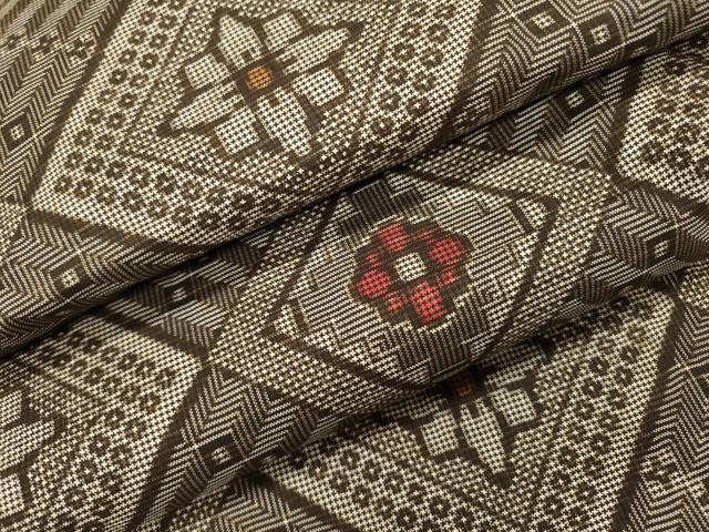 平和屋着物●本場大島紬　龍郷絣　花菱文　正絹　逸品　DABH7923fe