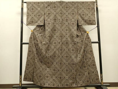 平和屋着物●本場大島紬　龍郷絣　花菱文　正絹　逸品　DABH7925fe