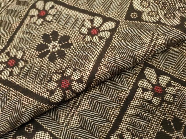 平和屋着物●本場大島紬　龍郷絣　花菱文　正絹　逸品　DABH7925fe