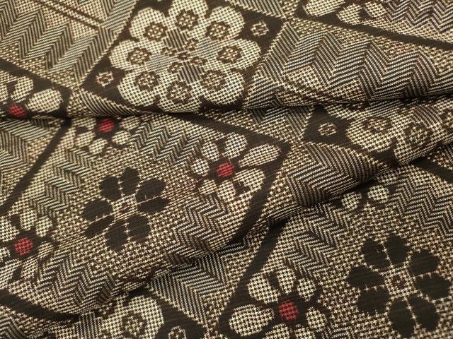 平和屋着物●本場大島紬　龍郷絣　花菱文　正絹　逸品　DABH7925fe
