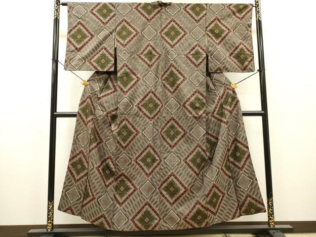 平和屋着物●本場大島紬　龍郷絣　花菱文　正絹　逸品　DABH7926fe