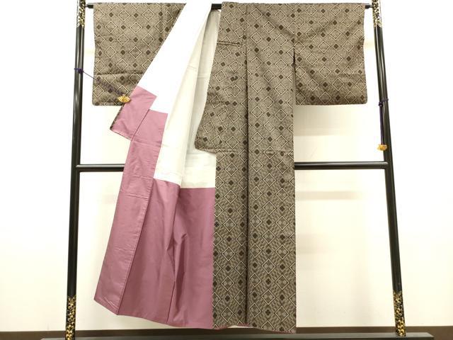 平和屋着物●本場大島紬　龍郷絣　花菱文　正絹　逸品　DABH7927fe