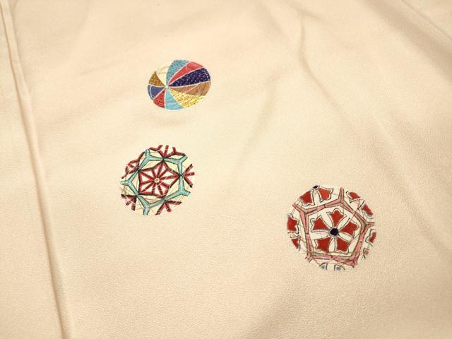 平和屋着物●訪問着　刺繍　花毬文　金彩　正絹　逸品　未使用　DABH7929fe