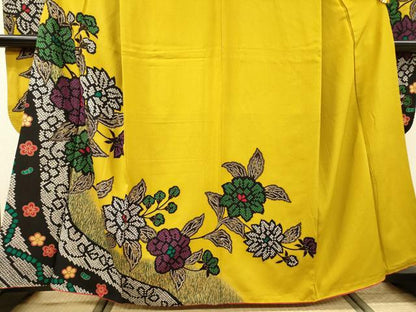 平和屋着物●豪華振袖　鹿の子枝花　金彩　三越扱い　正絹　逸品　DABH7930fe
