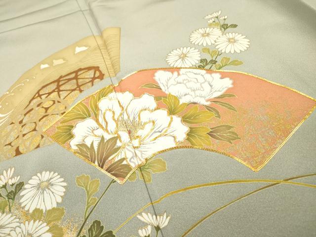 平和屋着物●豪華色留袖　駒刺繍　地紙群れ鶴花文　金銀彩　正絹　逸品　DABH7933fe