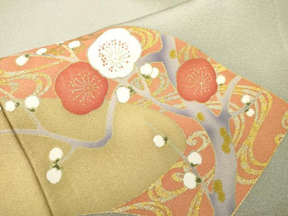 平和屋着物●豪華色留袖　駒刺繍　地紙群れ鶴花文　金銀彩　正絹　逸品　DABH7933fe
