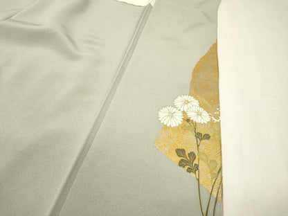 平和屋着物●豪華色留袖　駒刺繍　地紙群れ鶴花文　金銀彩　正絹　逸品　DABH7933fe