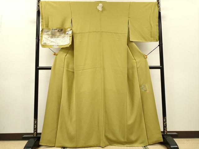 平和屋着物●上質な色無地　作家物　根岸色　証紙付き　正絹　逸品　DABH7935fe