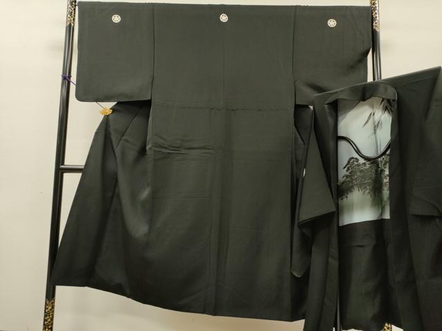 平和屋着物●男性 黒紋付・羽織セット 正絹 逸品 DABH7938fe