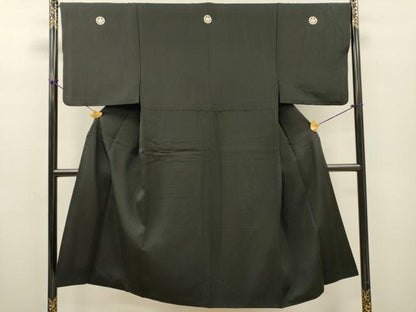 平和屋着物●男性 黒紋付・羽織セット 正絹 逸品 DABH7938fe
