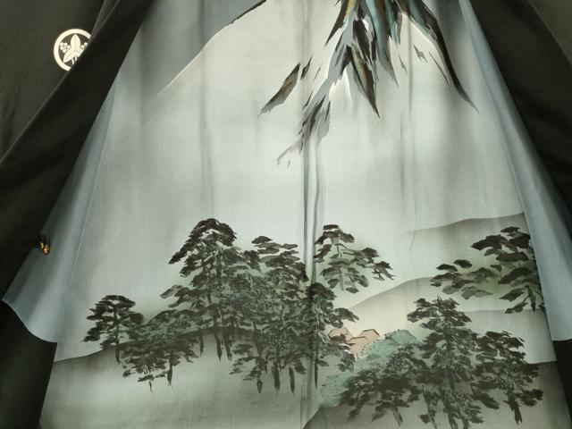 平和屋着物●男性 黒紋付・羽織セット 正絹 逸品 DABH7938fe