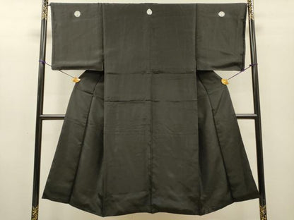 平和屋着物●男性　黒紋付　正絹　逸品　DABH7939fe