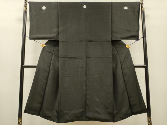 平和屋着物●男性　黒紋付　正絹　逸品　DABH7939fe