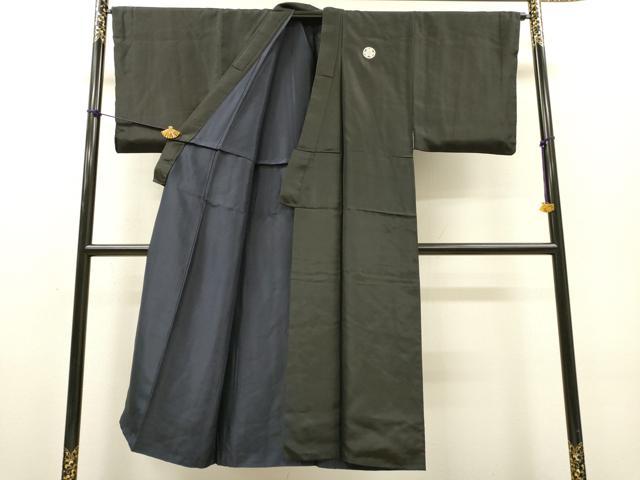 平和屋着物●男性　黒紋付　正絹　逸品　DABH7939fe