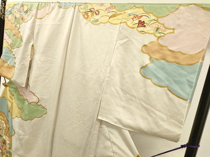 平和屋着物●訪問着　雲取り草花文　金彩　上代150万　仮絵羽　正絹　逸品　未使用　DABH7943fe