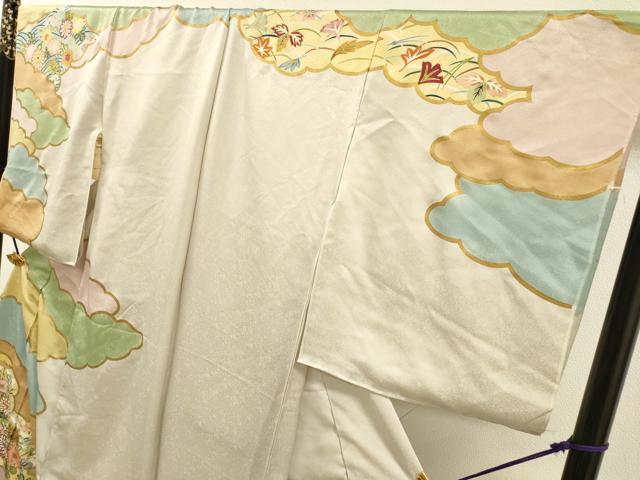 平和屋着物●訪問着　雲取り草花文　金彩　上代150万　仮絵羽　正絹　逸品　未使用　DABH7943fe