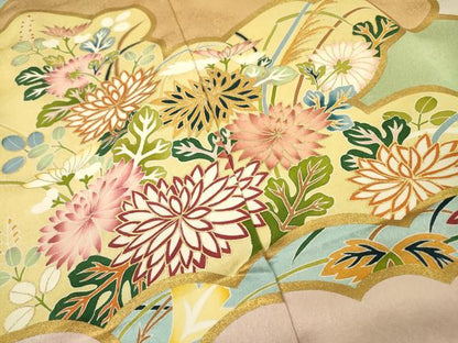 平和屋着物●訪問着　雲取り草花文　金彩　上代150万　仮絵羽　正絹　逸品　未使用　DABH7943fe